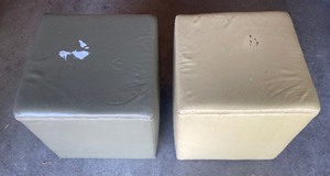 lot 177 image: 2 Faux Leather Ottomans