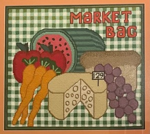 lot 183 image: Market Bag Framed Needlepoint Art