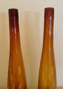 lot 189 image: Two Amber Bubble Glass Vases