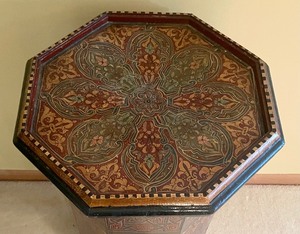 lot 196 image: Moroccan Hand Painted Wooden Table