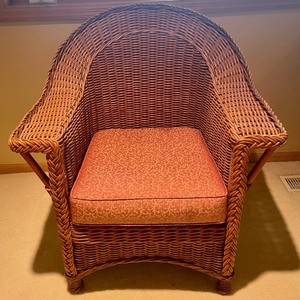 lot 263 image: Wicker Chair with Ottoman