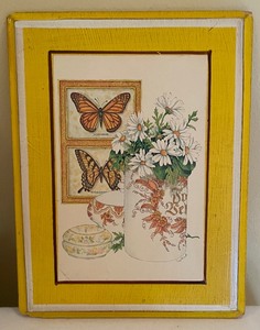 lot 294 image: Vintage Wooden Wall Prints and Butterfly Sculpture