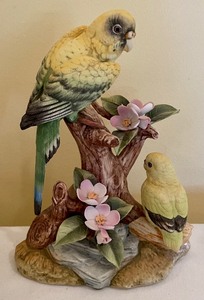 lot 299 image: Pretty Porcelain Bird and Floral Figurines and Candle Holders