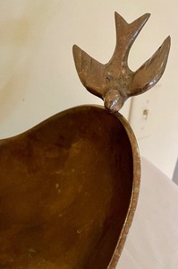 lot 305 image: Big Brass Bowl with Bird Accents from Mexico