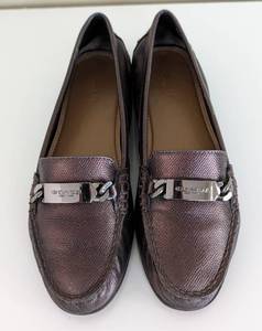 lot 93 image: Coach Metallic Leather Loafers