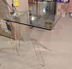 lot 12 image: Glass Topped Lucite Dining Table