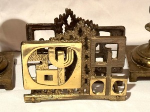 lot 29 image: Vintage Brass Candle Holders and Napkin Holders