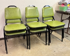 lot 8156 image: Vintage Green Stacking Chairs