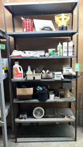 lot 4316 image: Metal Shelf and Shop Items
