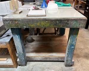 lot 2255 image: Work Table wglass top
