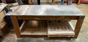 lot 6254 image: Metal Topped Work Table