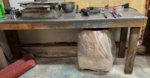 lot 6258 image: Metal Topped Work Table