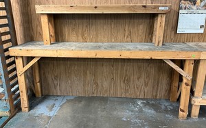 lot 6404 image: Wooden work bench and seat