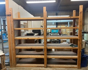 lot 5091 image: Wooden shelving unit.