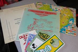 lot 794 image: Scandinavian Joke Books, Puzzles Map and Vinyl LPS.