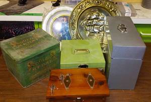 lot 897 image: Lock Boxes Treasure Box with contents and more.