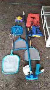 lot 99 image: Pool Platform and Accessories. Nets, Life Jackets and more.