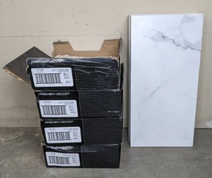 lot 21 image: Premier Decor (19) Matte Black & (16) Matte White Penny Round Tiles and (9) Marble Look Tiles