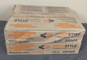 lot 28 image: (2) Boxes of 32 Brick Style Outdoor & Indoor White Porcelain Wall Tiles