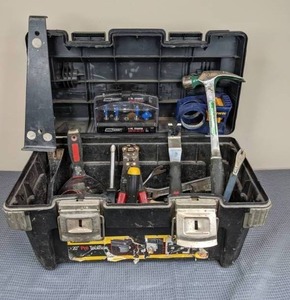 lot 33 image: Heavy Duty Stanley Tool Box with Tools