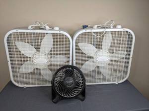lot 117 image: (3) Fans for a hot day Includes Lasko and Honeywell