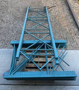 lot 3A image: Teardrop Pallet Racking Sections - Uprights, Cross Beams and Wire Grates