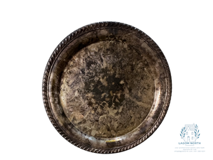 lot 29 image: Fiesta by Oneida, Silver-plated Pitcher, Creamer, Platter & Covered Sugar Bowl