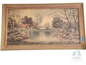 lot 33 image: Vintage artwork. Winter Home by Laszlo Neogrady and Spring Blossoms by Paul Kujal.