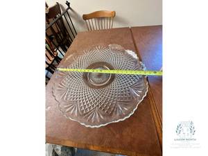 lot 190 image: Large Crystal Platter Measuring 22 12 Across & Matching Punchbowl Measuring 12 Wide and 9 Tall