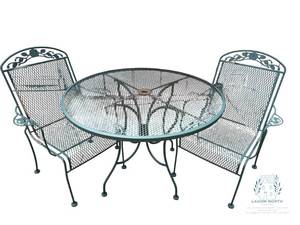 lot 178 image: Black Wrought Iron Vintage Patio Table and Chairs