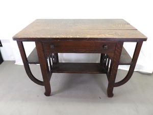 lot 4 image: Antique Quarter Sawn Mission Tiger Oak Writing Desk