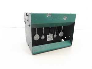 lot 34 image: Vintage Gamo Rocker Metal Target Practice Trap Box wHeavy Metal Hinged Targets