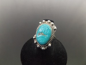 lot 67 image: .925 Sterling Silver Turquoise Cabochon Ring Size 6.5