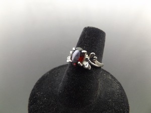 lot 69 image: .925 Sterling Silver Garnet Dragonfly Ring Size 6