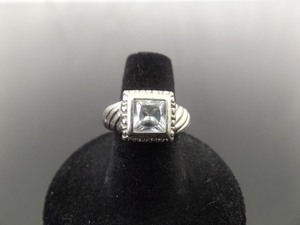 lot 70 image: .925 Sterling Silver Princess Cut Zirconia Ring Size 7