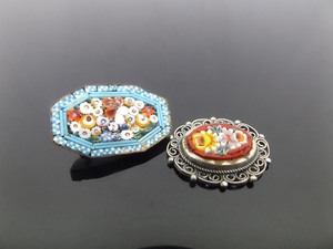 lot 78 image: Vintage Italy Micro Mosaic Brooch and Pendant