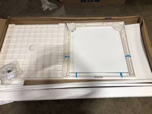 lot 5 image: Durastall 32 in. x 32 in. x 75 in. Shower Stall with Standard Base in White  Customer Returns See Pictures