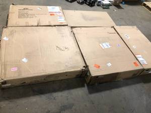 lot 29 image: Pallets with Assorted Cabinets furniture mirrors and more  no tested or inspected