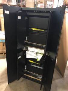 lot 30 image: Husky 5-Piece Regular Duty Welded Steel Garage Storage System in Black (78 in. W x 75 in. H x 19 in. D)    Customer Returns See Pictures