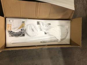 lot 38 image: AKDY 1-Handle Freestanding Floor Mount Roman Tub Faucet Bathtub Filler with Hand Shower in Chrome  Customer Returns See Pictures