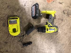 lot 44 image: RYOBI ONE 18V Cordless 12 in. DrillDriver Kit with (1) 1.5 Ah Battery and Charger  Customer Returns See Pictures