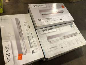 lot 48 image: Lot of 3 Vissani 30 in. W Under Cabinet Range Hood in Stainless Steel Customer Returns See Pictures