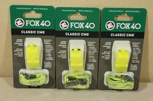 lot 44 image: 3 Fox 40 Classic CMG Whistles - 115 dB