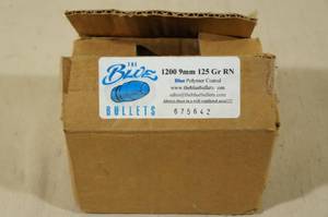 lot 142 image: 9mm 125 Gr RN Blue Polymer Coated Bullets - 500