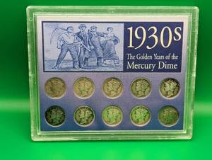 lot 16 image: Ten 1930s Silver Mercury Dimes