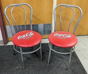 lot 3 image: Pair Of Coca-Cola Ice-Cream Parlor Chairs