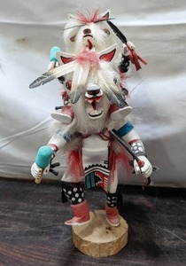 lot 47 image: White Wolf Kachina Doll By Burbank