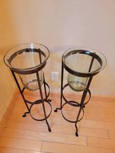 lot 22 image: Wrought Iron Hurricane Candle Stands