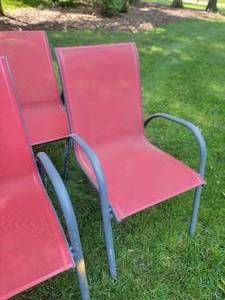 lot 48 image: Red Canvas Patio Chair Set (6)