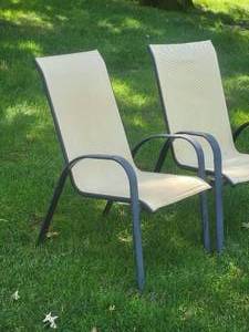 lot 47 image: Canvas Patio Chair Pair